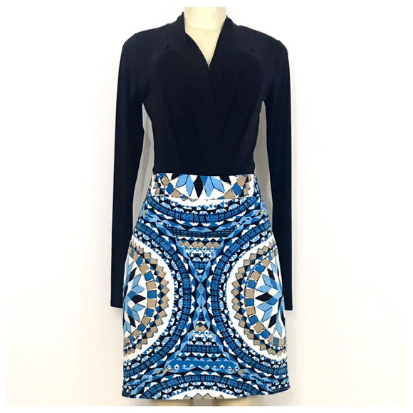 Kenar Dresses & Skirts - Blue White Black & Tan Pencil Skirt Med